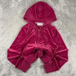 Juicy Couture OG Big Bling Pink Velour Rhinestone Logo Full-zip Hoodie Size S